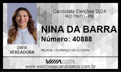 Candidato NINA DA BARRA 2024 - RIO TINTO - Eleições