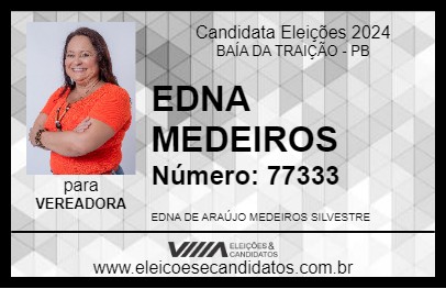 Candidato EDNA MEDEIROS 2024 - BAÍA DA TRAIÇÃO - Eleições