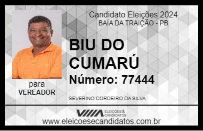 Candidato BIU DO CUMARÚ 2024 - BAÍA DA TRAIÇÃO - Eleições