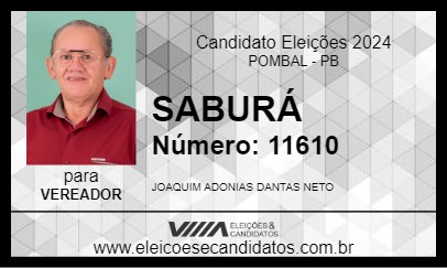 Candidato SABURÁ 2024 - POMBAL - Eleições