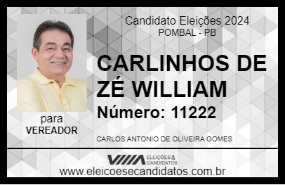 Candidato CARLINHOS DE ZÉ WILLIAM 2024 - POMBAL - Eleições