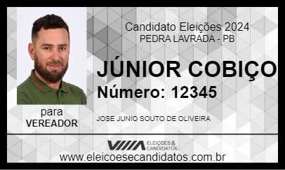 Candidato JÚNIOR COBIÇO 2024 - PEDRA LAVRADA - Eleições