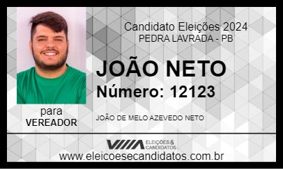 Candidato JOÃO NETO 2024 - PEDRA LAVRADA - Eleições