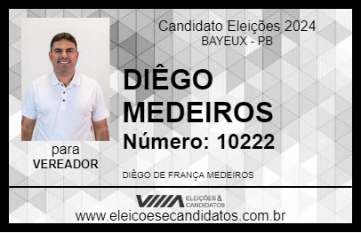 Candidato DIÊGO MEDEIROS 2024 - BAYEUX - Eleições