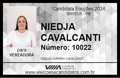 Candidato NIEDJA CAVALCANTI 2024 - BAYEUX - Eleições