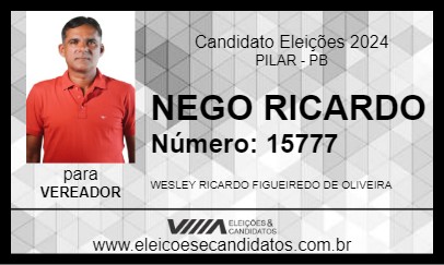 Candidato NEGO RICARDO 2024 - PILAR - Eleições