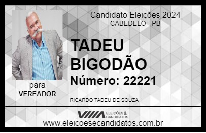 Candidato TADEU BIGODÃO 2024 - CABEDELO - Eleições