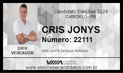 Candidato CRIS JONYS 2024 - CABEDELO - Eleições