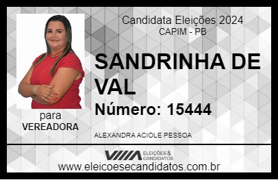 Candidato SANDRINHA DE VAL 2024 - CAPIM - Eleições