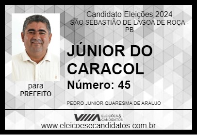 Candidato JÚNIOR DO CARACOL 2024 - SÃO SEBASTIÃO DE LAGOA DE ROÇA - Eleições