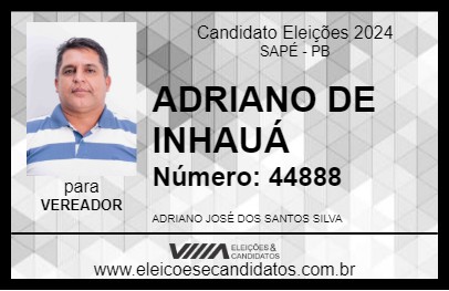 Candidato ADRIANO DE INHAUÁ 2024 - SAPÉ - Eleições