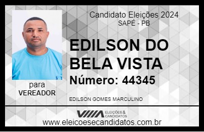 Candidato EDILSON DO BELA VISTA 2024 - SAPÉ - Eleições