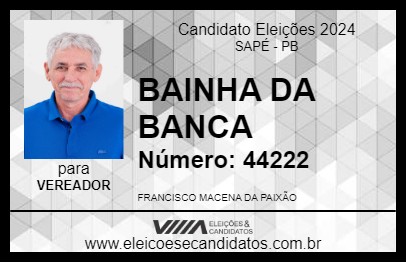 Candidato BAINHA DA BANCA 2024 - SAPÉ - Eleições