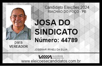 Candidato JOSA DO SINDICATO 2024 - RIACHÃO DO POÇO - Eleições