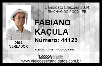 Candidato FABIANO KAÇULA 2024 - RIACHÃO DO POÇO - Eleições