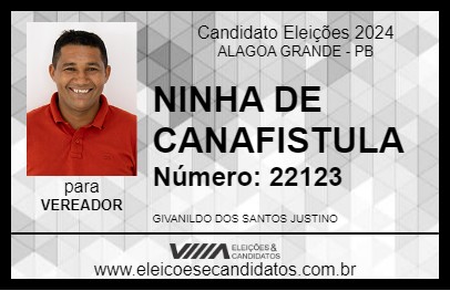 Candidato NINHA DE CANAFISTULA 2024 - ALAGOA GRANDE - Eleições