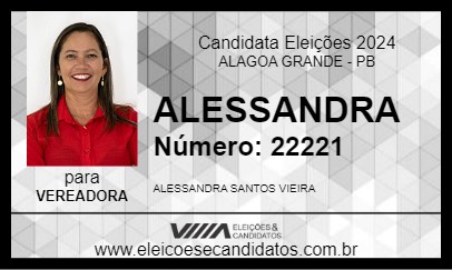 Candidato ALESSANDRA 2024 - ALAGOA GRANDE - Eleições