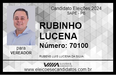 Candidato RUBINHO LUCENA 2024 - SAPÉ - Eleições