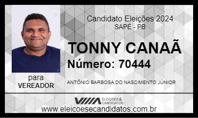 Candidato TONNY CANAÃ 2024 - SAPÉ - Eleições