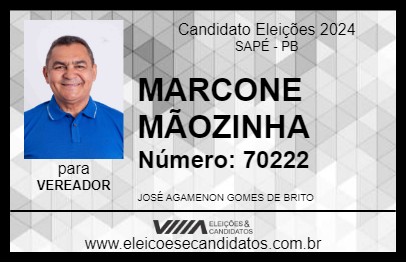 Candidato MARCONE MÃOZINHA 2024 - SAPÉ - Eleições