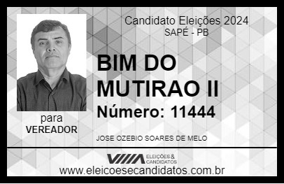 Candidato BIM DO MUTIRAO II 2024 - SAPÉ - Eleições