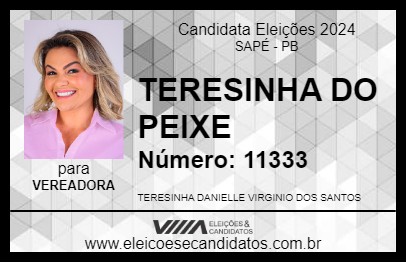 Candidato TERESINHA DO PEIXE 2024 - SAPÉ - Eleições