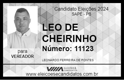 Candidato LEO DE CHEIRINHO 2024 - SAPÉ - Eleições