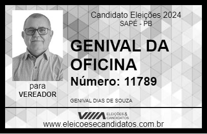 Candidato GENIVAL DA OFICINA 2024 - SAPÉ - Eleições