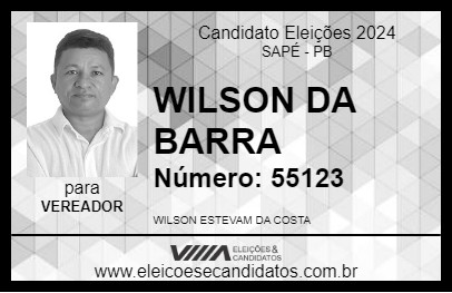 Candidato WILSON DA BARRA 2024 - SAPÉ - Eleições