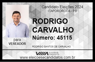 Candidato RODRIGO CARVALHO 2024 - ITAPOROROCA - Eleições