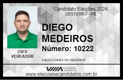 Candidato DIEGO MEDEIROS 2024 - DESTERRO - Eleições