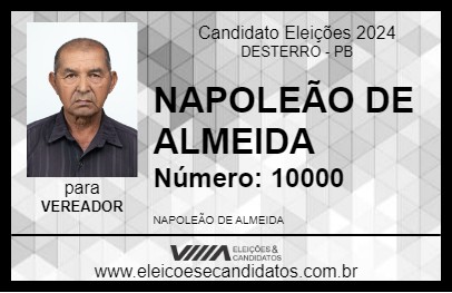 Candidato NAPOLEÃO DE ALMEIDA 2024 - DESTERRO - Eleições