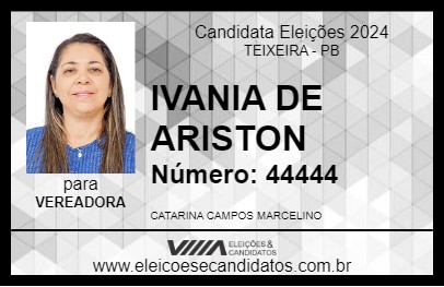 Candidato IVANIA DE ARISTON 2024 - TEIXEIRA - Eleições