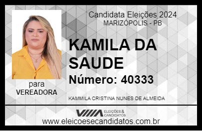 Candidato KAMILA DA SAUDE 2024 - MARIZÓPOLIS - Eleições