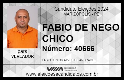 Candidato FABIO DE NEGO CHICO 2024 - MARIZÓPOLIS - Eleições