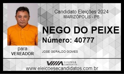 Candidato NEGO DO PEIXE 2024 - MARIZÓPOLIS - Eleições