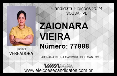 Candidato ZAIONARA VIEIRA 2024 - SOUSA - Eleições