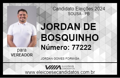 Candidato JORDAN DE BOSQUINHO 2024 - SOUSA - Eleições