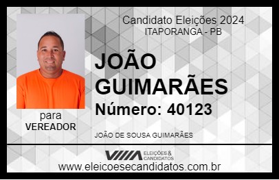 Candidato JOÃO GUIMARÃES 2024 - ITAPORANGA - Eleições