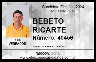 Candidato BEBETO RICARTE 2024 - ITAPORANGA - Eleições