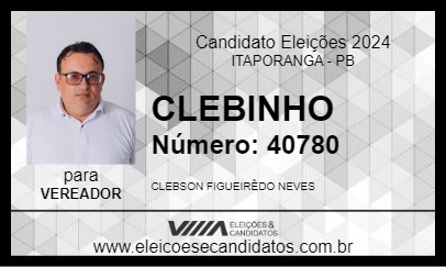 Candidato CLEBINHO 2024 - ITAPORANGA - Eleições