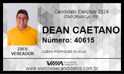 Candidato DEAN CAETANO 2024 - ITAPORANGA - Eleições