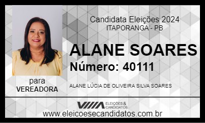 Candidato ALANE SOARES 2024 - ITAPORANGA - Eleições