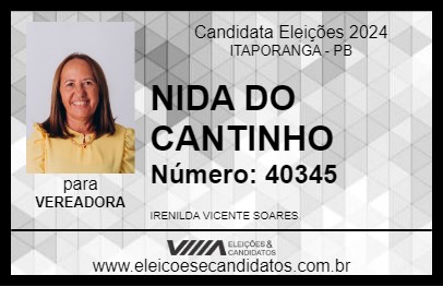 Candidato NIDA DO CANTINHO 2024 - ITAPORANGA - Eleições