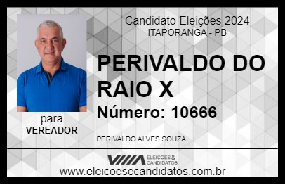 Candidato PERIVALDO DO RAIO X 2024 - ITAPORANGA - Eleições