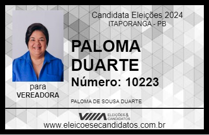 Candidato PALOMA DUARTE 2024 - ITAPORANGA - Eleições