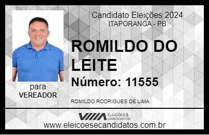 Candidato ROMILDO DO LEITE 2024 - ITAPORANGA - Eleições