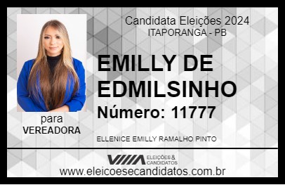 Candidato EMILLY DE EDMILSINHO 2024 - ITAPORANGA - Eleições