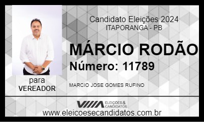 Candidato MÁRCIO RODÃO 2024 - ITAPORANGA - Eleições