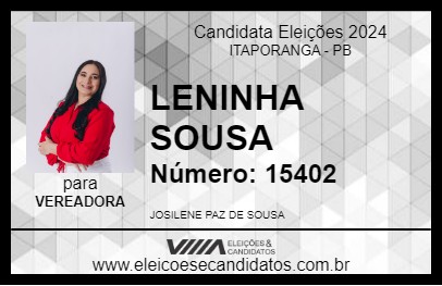 Candidato LENINHA SOUSA 2024 - ITAPORANGA - Eleições